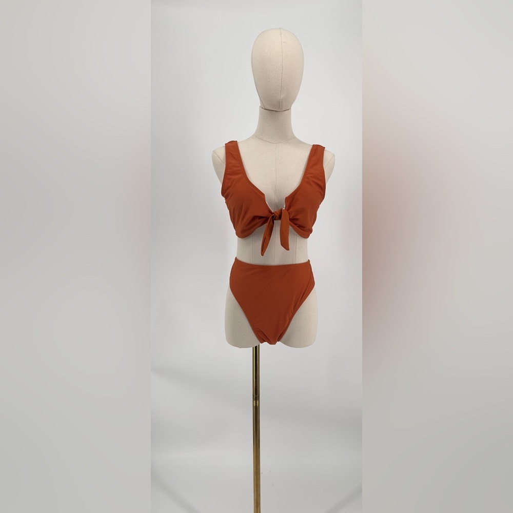 SHEIN - Burnt Orange Front Tie Bikini - 1XL